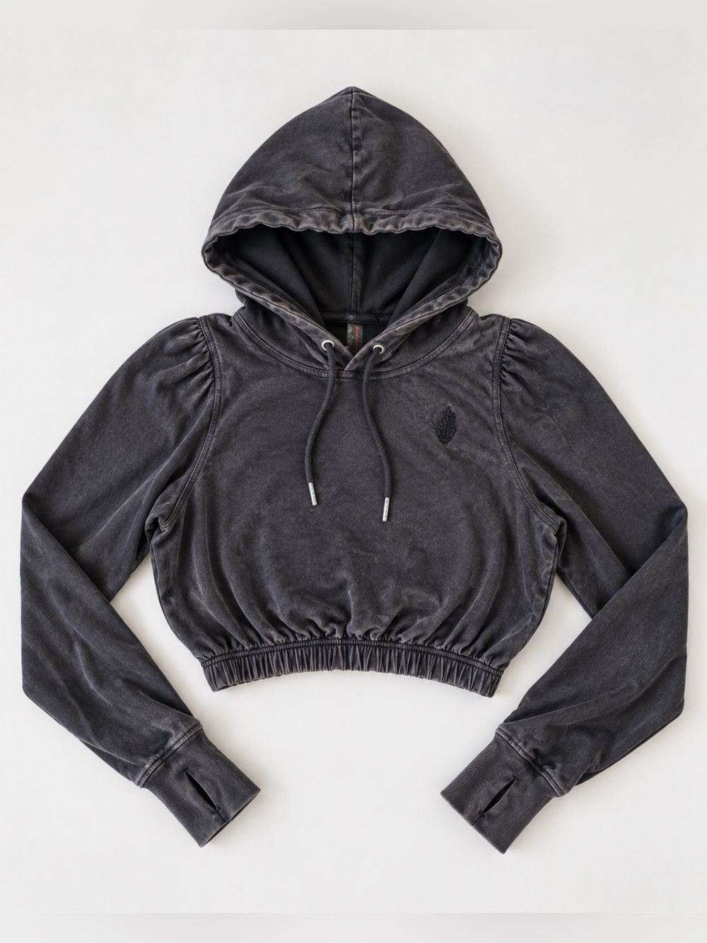 Free People Movement Cropped Hooded Pullover in Charcoal